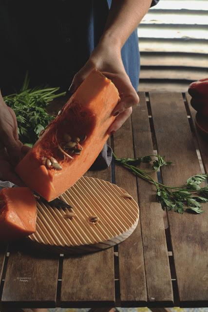 Crema de calabaza. jengibre y tomillo, recetas de otoño