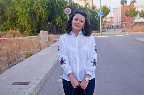 Camisa con mangas bordadas Camisa con mangas bordadas