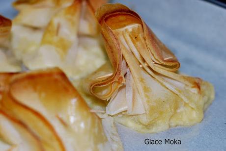 ricotta-and-pear-filo, saquitos-de-requeson-y-peras