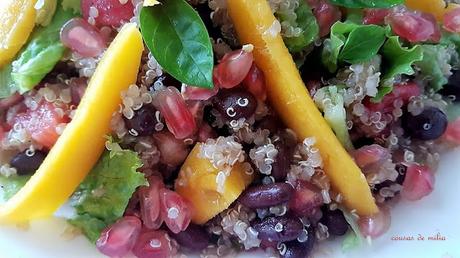 Ensalada de quinoa con mango y granada #lunessincarne