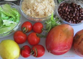 Ensalada de quinoa con mango y granada #lunessincarne