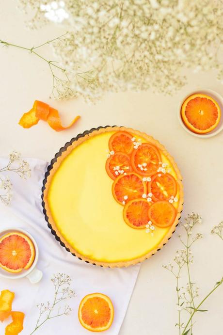 Tarta de panna cotta de naranja sanguina