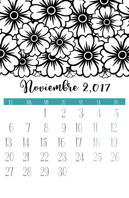 Calendarios de Noviembre para colorear