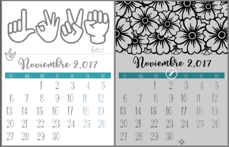 Calendarios de Noviembre para colorear Calendarios de Noviembre para colorear