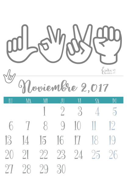 Calendarios de Noviembre para colorear