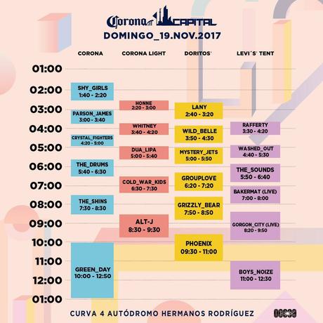 Corona Capital 2017 Corona Capital Horarios Domingo