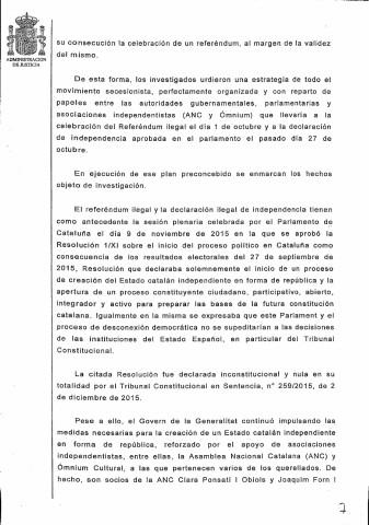 La juez decreta prisión incondicional para todo el Govern cesado menos para Vila