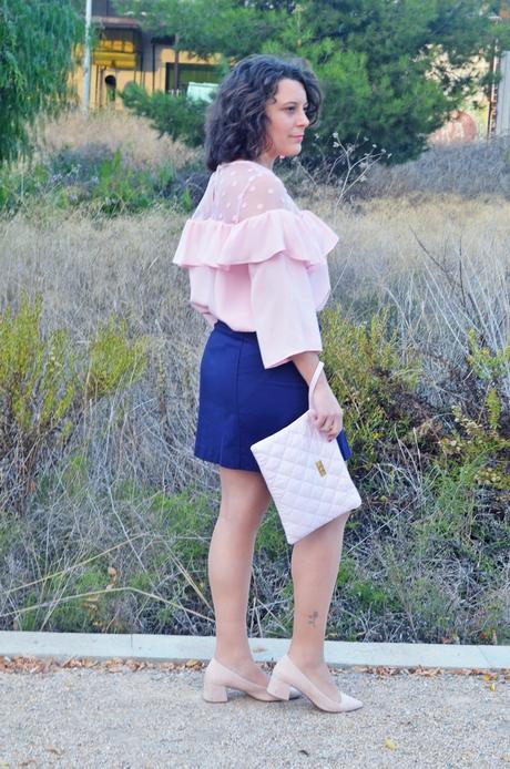 Falda azul con botonadura Falda azul con botonadura