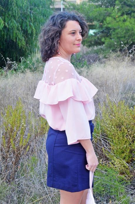 Falda azul con botonadura Falda azul con botonadura