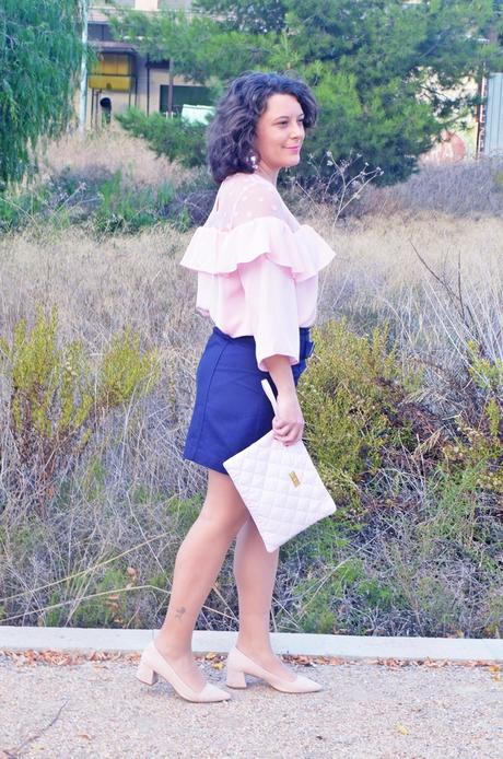 Falda azul con botonadura Falda azul con botonadura