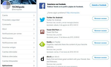 Conectar tu perfil de twitter con una página de Facebook