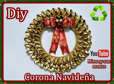 Diy. Corona Navideña Reciclando Tubos de Papel Higienico