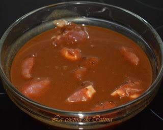 Carne marinada con miso