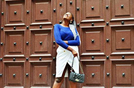 BLUE CROP TOP+ WHITE SKIRT