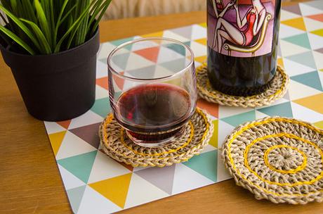 Posavasos de ganchillo con fibra natural