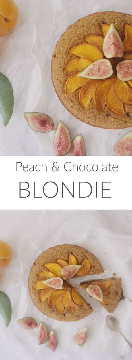 Blondie de melocotón y chispas de chocolate, un bocado delicado y ligero #dobleS
