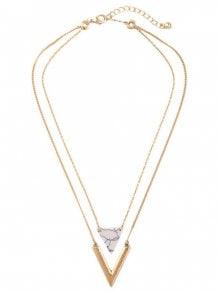 Triangle Stone Layered Necklace - Golden