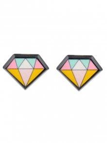 Geometric Diamond Stud Earring - Black