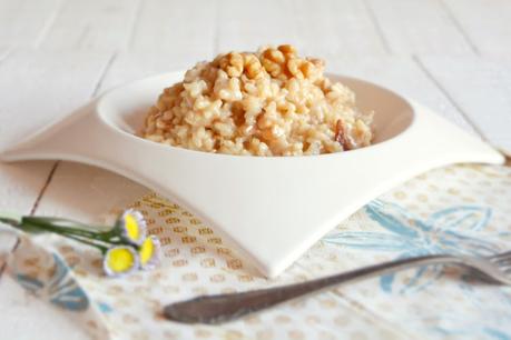 Risotto de panceta y nueces