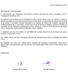 Dos investigadores renuncian al Premio Princesa de Girona