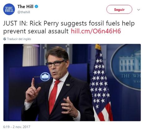 Jefe del Dpto. de Energía de EE.UU: «Combustibles fósiles ayudan a prevenir el abuso sexual»