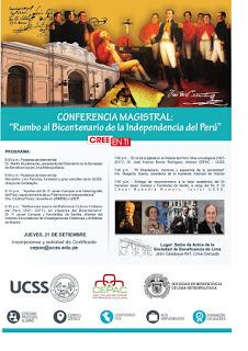 RUMBO AL BICENTENARIO DE LA INDEPENDENCIA DEL PERÚ. UCSS-SOCIEDAD DE BENEFICENCIA-ACADEMIA HISTORIA-ESCORIAL