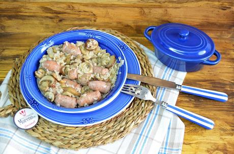 ARROZ CON SETAS Y SALCHICHAS arroz con setas y salchichas, recetas con arroz, recetas con arroz integral, recetas con salchichas, recetas con setas, arroz recetas, setas recetas, salchichas recetas, arroz integral recetas, recetas, las delicias de mayte,