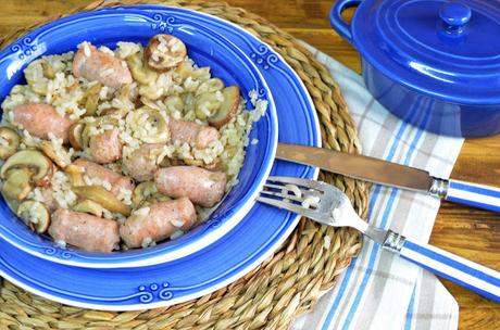 ARROZ CON SETAS Y SALCHICHAS arroz con setas y salchichas, recetas con arroz, recetas con arroz integral, recetas con salchichas, recetas con setas, arroz recetas, setas recetas, salchichas recetas, arroz integral recetas, recetas, las delicias de mayte,