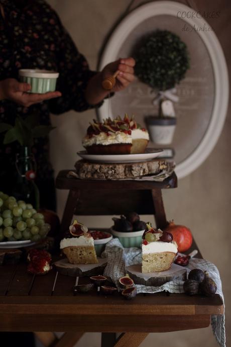 Tarta de Almendra y Miel con Frutas de Otoño - Cookcakes de Ainhoa