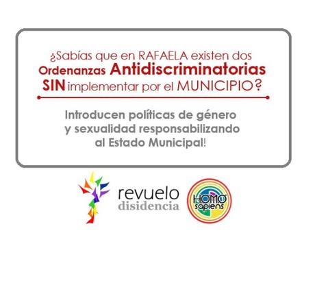 ¿Sabías que en RAFAELA existen dos Ordenanzas Antidiscriminatorias SIN implementar por el MUNICIPIO? sabias