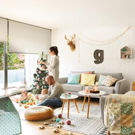 Una casa real con decoración de Navidad lowcost