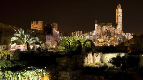 Espectacular espectáculo de luces en Jerusalem.