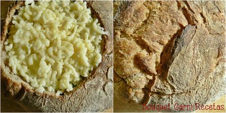 Pan relleno con vegetales y quesos