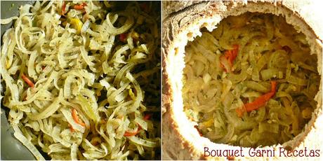 Pan relleno con vegetales y quesos