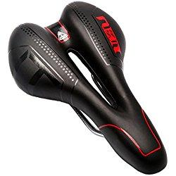 ZUOAO Asiento de Bicicleta - Sillín de Asiento de Bicicleta de Gel, Cómodo Acolchado de Espuma de Memoria con los Resortes, Cojín de Silicona de Bici/MTB Respirable Bike Seat Saddle (Negro y rojo)