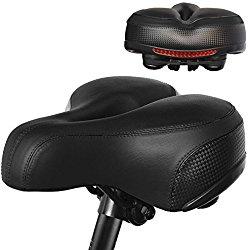 Asiento de Bicicleta - PULEN Acolchado de Espuma de Memoria con bola de suspensión, Sillín para Bicicleta Suave y Grueso Asiento Largo Cómodo de Bicicleta para Bici de Montaña Carretera Sillín con Reflector para Ciclismo Trekking Bike Seat Saddle/9 x 9.8 x 4.5 inches （Azul）