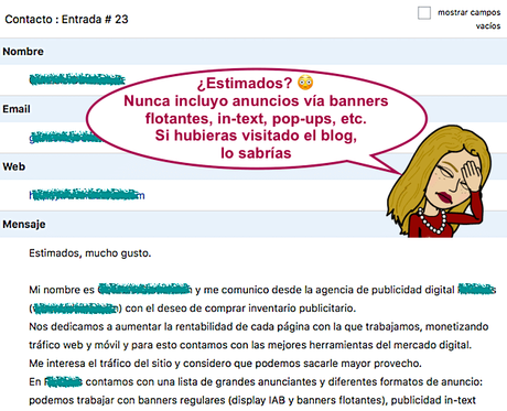 Emails que enfadan a un blogger