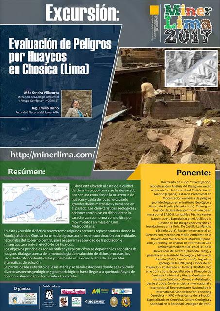 #MinerLima2017 Domingo 19 NOV Excursión Geológica Evaluación de Peligros por Huaycos en Chosica
