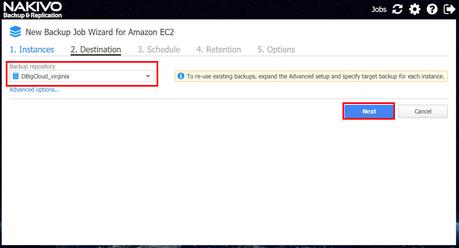 Backups de instancias EC2 con Nakivo B&R en AWS - Creación de jobs Gestión de backups en AWS con NAkivo