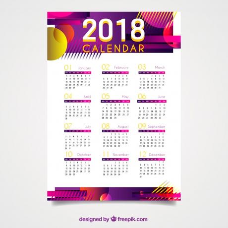 Descarga 10 calendarios 2018 gratis editables para imprimir calendarios 2018 gratis de pared con formas abstractas