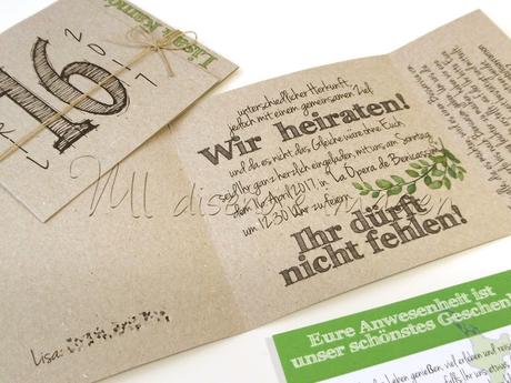 Invitaciones kraft y verde