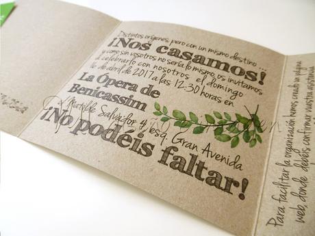 Invitaciones kraft y verde