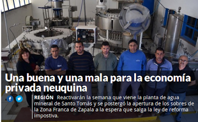 Una buena y una mala para la economía privada neuquina Una buena y una mala para la economía privada neuquina