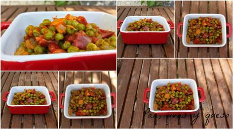 Guisantes con jamón y salsa de tomate (Thermomix)