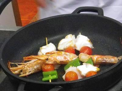 Brochetas de Rape y Langostinos.