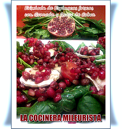 Ensalada de Espinacas Frescas con Granada y Queso de Cabra Ensalada de Espinacas Frescas con Granada y Queso de Cabra
