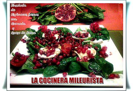 Ensalada de Espinacas Frescas con Granada y Queso de Cabra Ensalada de Espinacas Frescas con Granada y Queso de Cabra