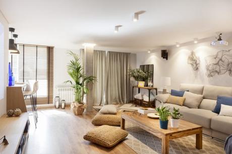 Espacios para disfrutar con amigos puff cuadrado ratan