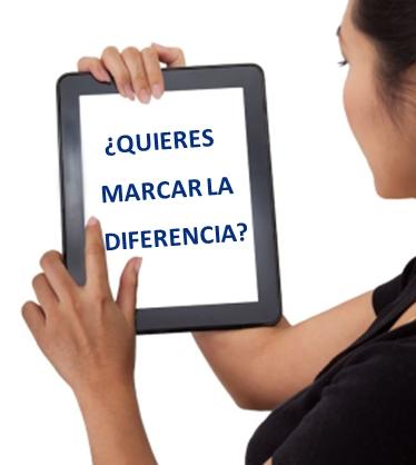 Este mes hacemos 2 jornadas gratuitas de marketing digital Mujer con tablet y mensaje de marcar la diferencia