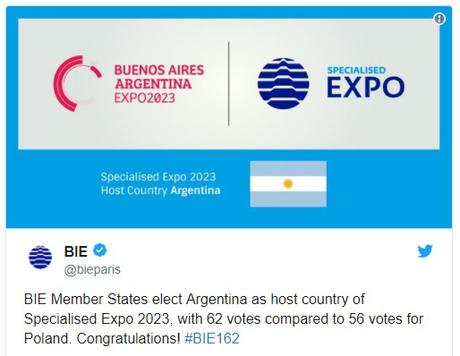 Buenos Aires elegida sede de la EXPO 2023 Buenos Aires elegida sede de la EXPO 2023
